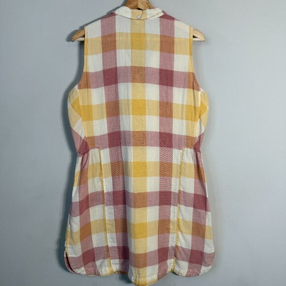 Woolrich Organic Cotton Plaid Collared Mini Dress Women's L Red Yellow Outdoors - Picture 7 of 10